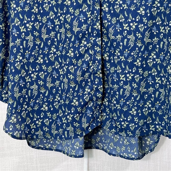Jachs Girlfriend Floral Blue 3/4 Sleeve Flowy Boho Blouse Top Size M - Picture 3 of 12
